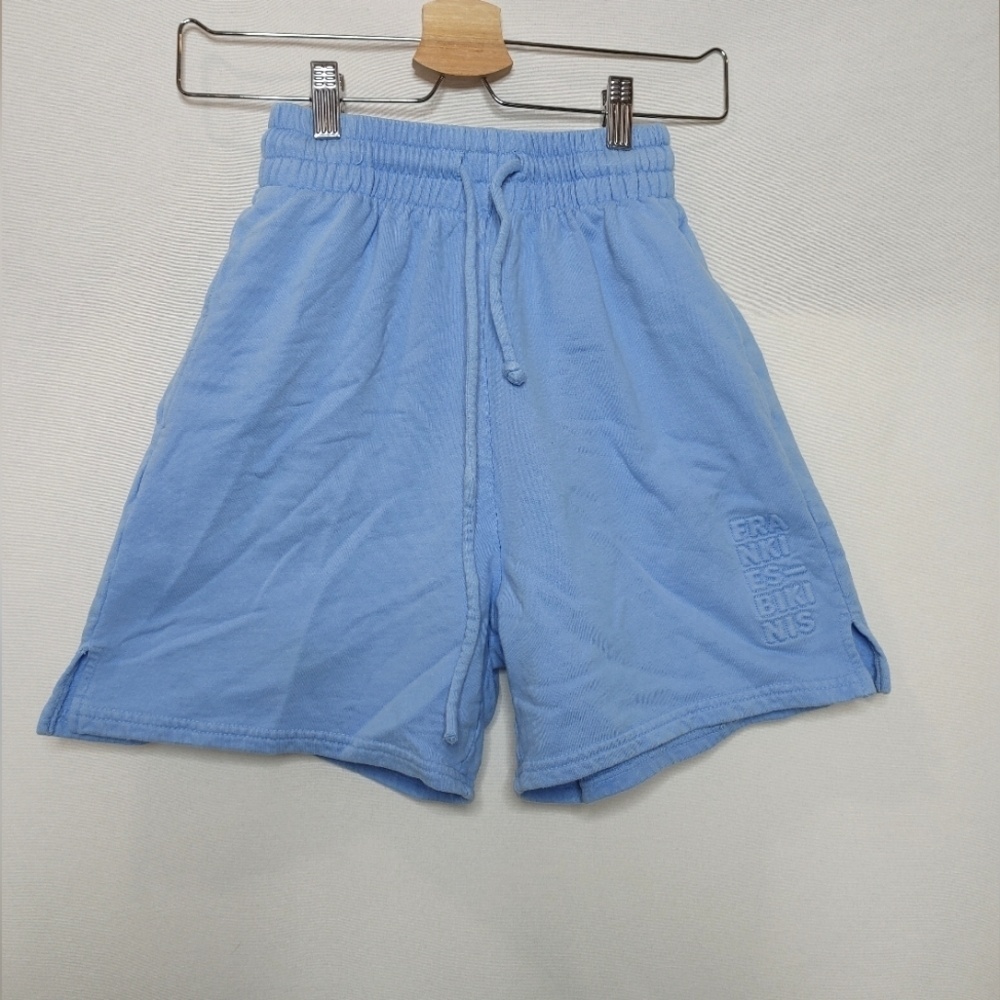 Frankies Bikinis Chambray Burl High Waist Sweat Short Light Blue Small S Cotton‎